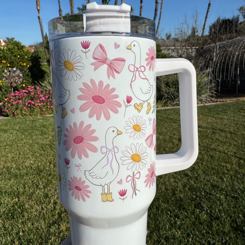 Spring goose flowers and bows 40oz Tumbler - Picture 4 of 5